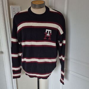 Tommy Hilfiger Men's Sweater - Navy, White, and Red